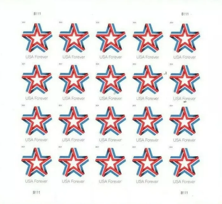 Star Ribbon 2019 - 5 Sheets 100 Pcs Unused Stamps for Mailing hot